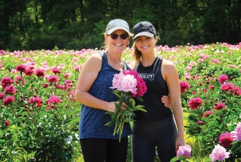 Mom and daughter at Sunset Flower Farm